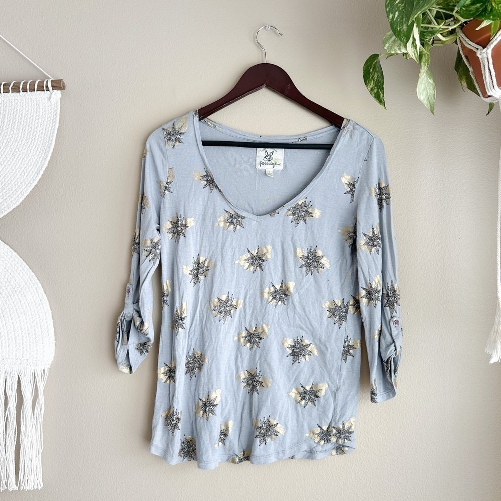 Anthropologie Porridge Printed Tab Sleeve Top